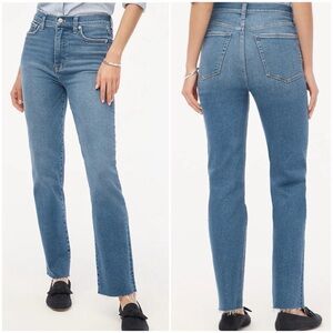 J. CREW Stovepipe Jeans Straight High Waist Blue Signature Stretch + Denim Sz 32